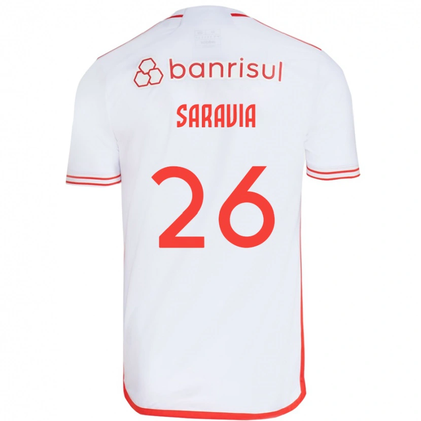 Danxen Män Saravia #26 Vit Röd Bortatröja Matchtröjor 2025/26 Tröjor T-Tröja