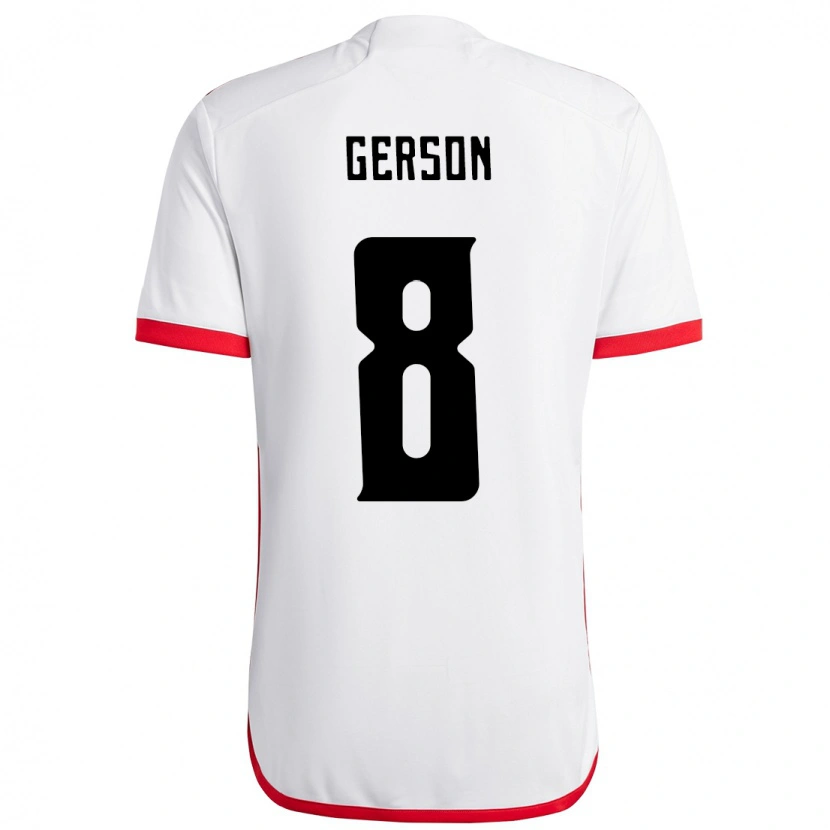 Danxen Män Gerson #8 Vit Röd Bortatröja Matchtröjor 2025/26 Tröjor T-Tröja