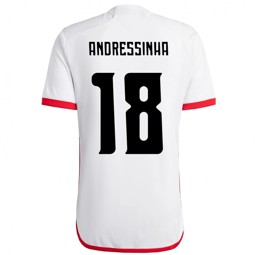 Danxen Män Andressinha #18 Vit Röd Bortatröja Matchtröjor 2025/26 Tröjor T-Tröja