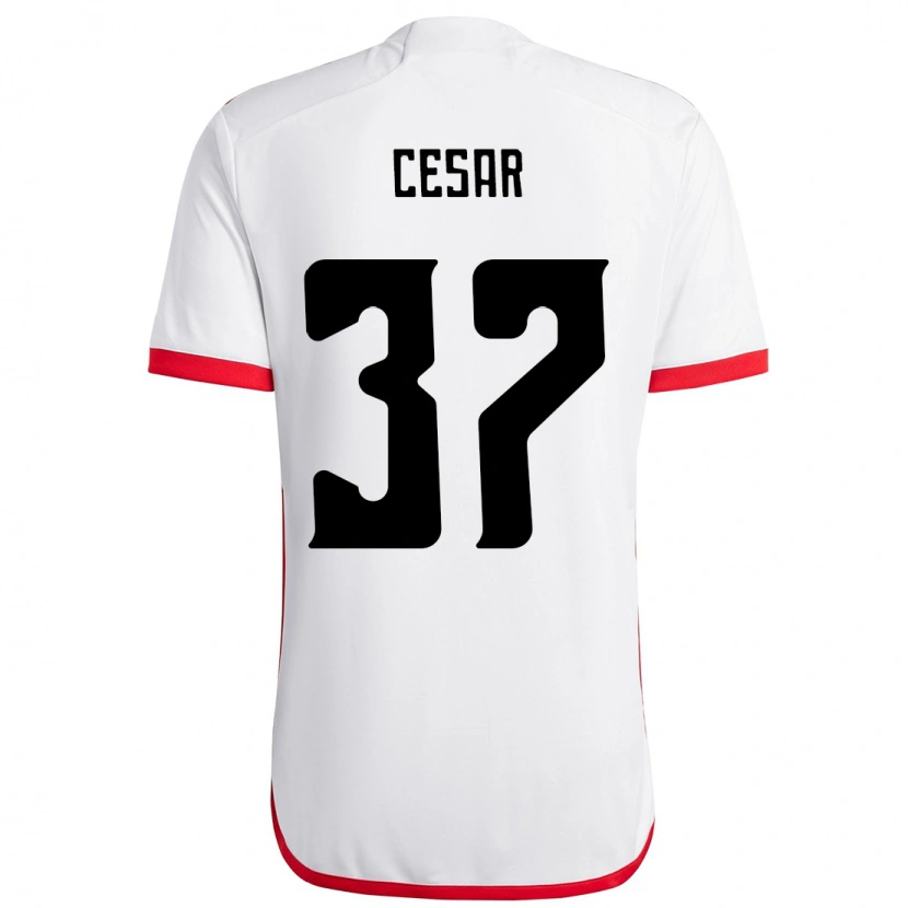 Danxen Män Cesar #37 Vit Röd Bortatröja Matchtröjor 2025/26 Tröjor T-Tröja