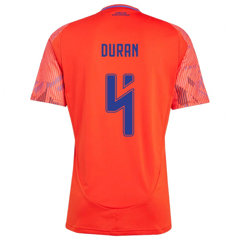 Danxen Män Ignacia Durán #4 Orange Röd Bortatröja Matchtröjor 2025/26 Tröjor T-Tröja