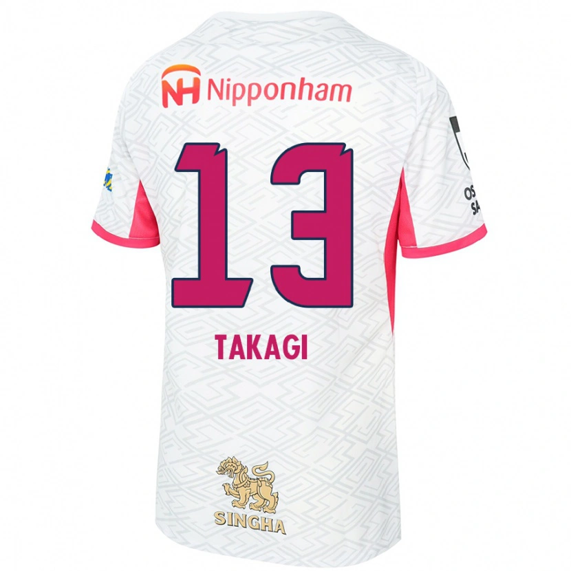 Danxen Män Toshiyuki Takagi #13 Vit Sakura Rosa Bortatröja Matchtröjor 2025/26 Tröjor T-Tröja