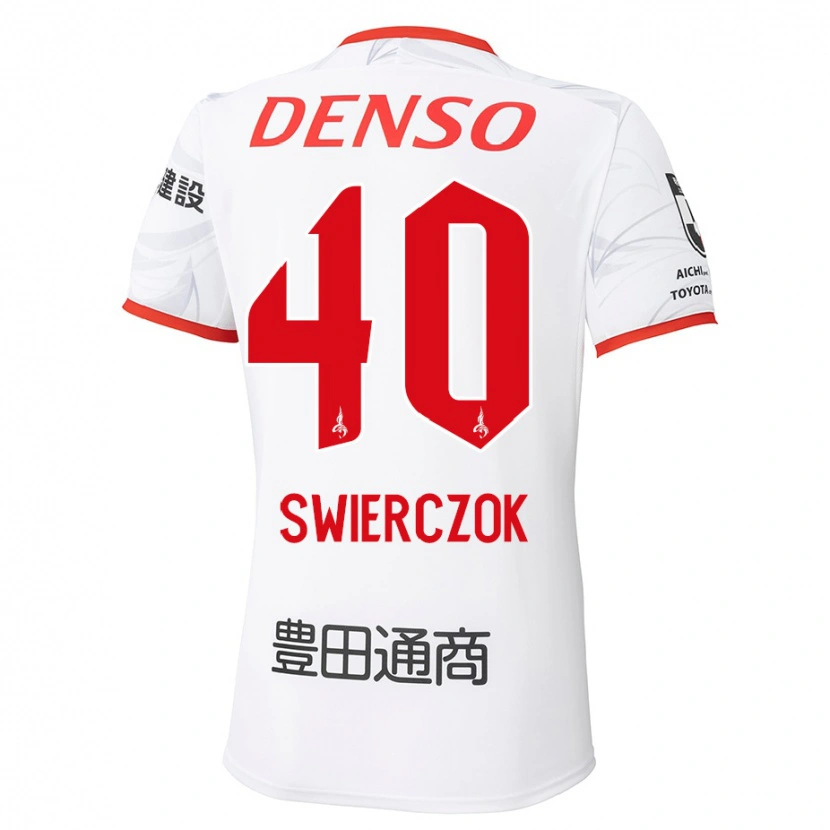 Danxen Män Jakub Swierczok #40 Vit Röd Bortatröja Matchtröjor 2025/26 Tröjor T-Tröja