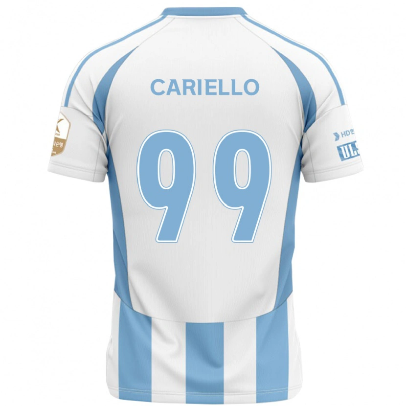 Danxen Män Yago Cariello #99 Vit Himmelsblå Bortatröja Matchtröjor 2025/26 Tröjor T-Tröja