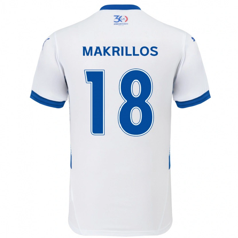 Danxen Män Peter Makrillos #18 Vit Kungsblå Bortatröja Matchtröjor 2025/26 Tröjor T-Tröja