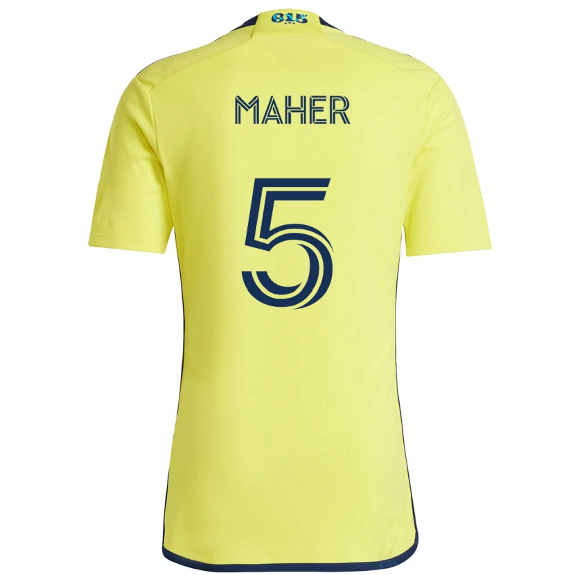 Danxen Kvinnor Jack Maher #5 Gul Marinblå Hemmatröja Matchtröjor 2025/26 Tröjor T-Tröja