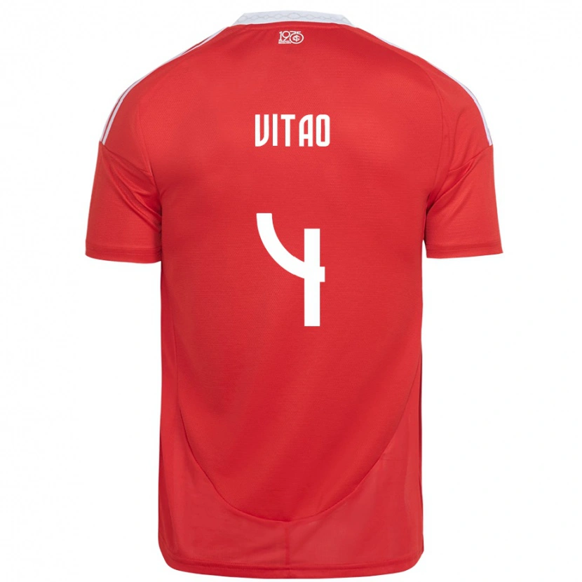 Danxen Kvinnor Vitão #4 Röd Vit Hemmatröja Matchtröjor 2025/26 Tröjor T-Tröja