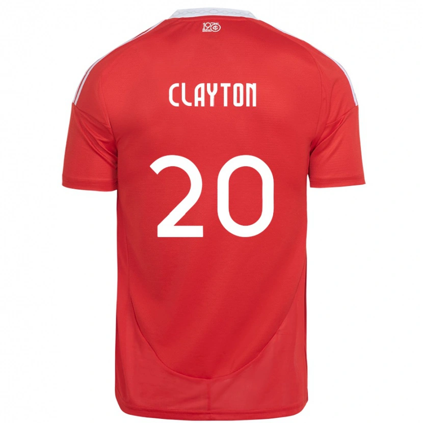 Danxen Kvinnor Clayton #20 Röd Vit Hemmatröja Matchtröjor 2025/26 Tröjor T-Tröja
