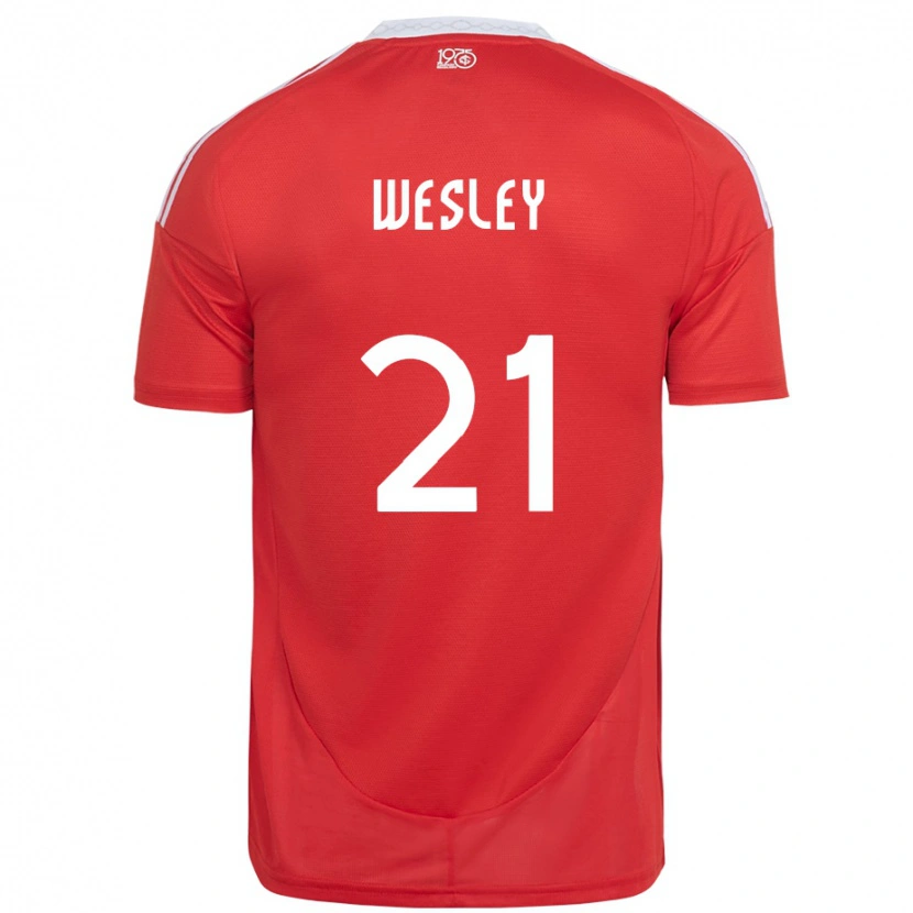Danxen Kvinnor Wesley #21 Röd Vit Hemmatröja Matchtröjor 2025/26 Tröjor T-Tröja