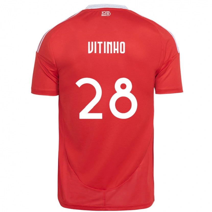Danxen Kvinnor Vitinho #28 Röd Vit Hemmatröja Matchtröjor 2025/26 Tröjor T-Tröja