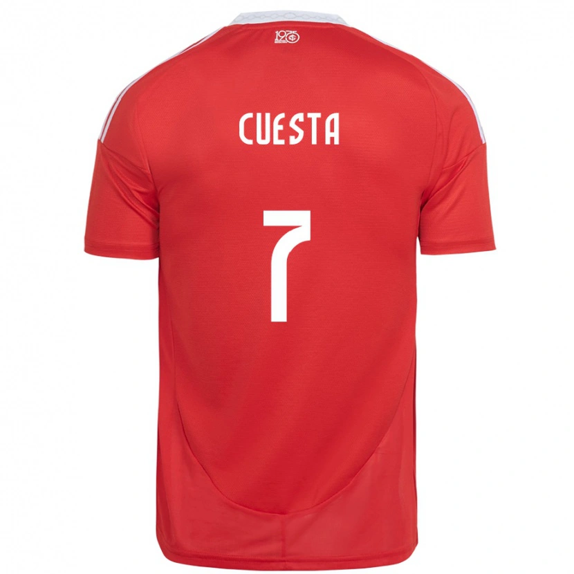 Danxen Kvinnor Juan Manuel Cuesta #7 Röd Vit Hemmatröja Matchtröjor 2025/26 Tröjor T-Tröja