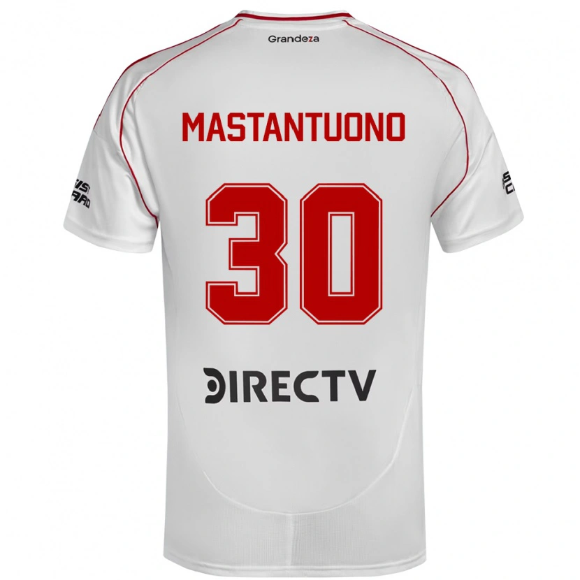 Danxen Kvinnor Franco Mastantuono #30 Vit Röd Hemmatröja Matchtröjor 2025/26 Tröjor T-Tröja