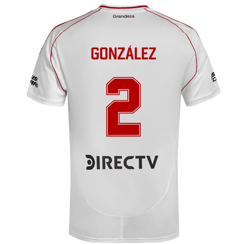 Danxen Kvinnor Giuliana González #2 Vit Röd Hemmatröja Matchtröjor 2025/26 Tröjor T-Tröja
