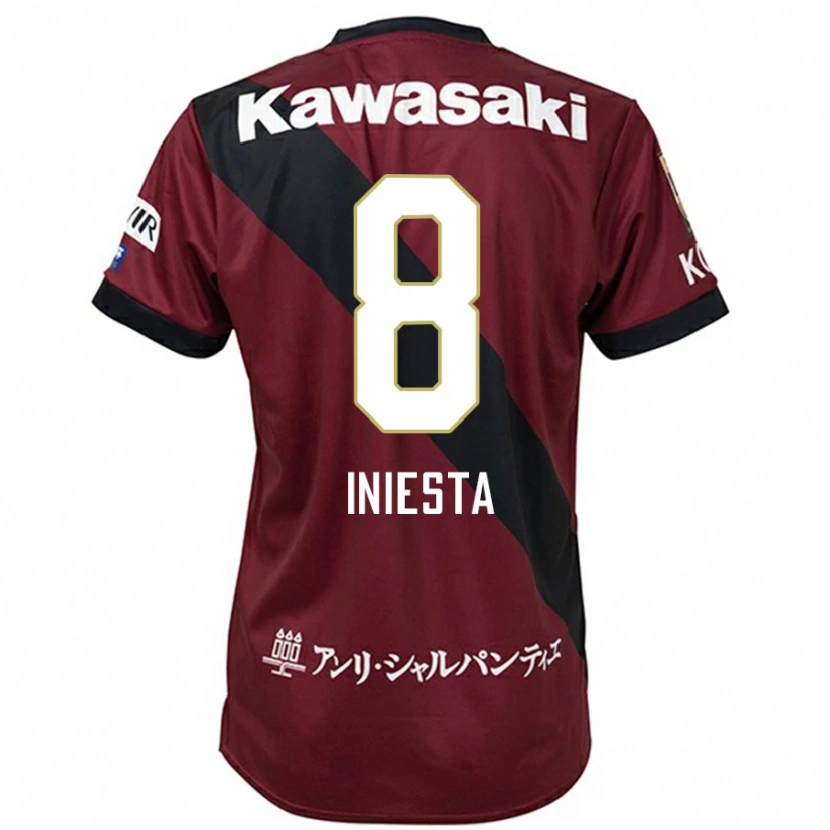 Danxen Kvinnor Andres Iniesta #8 Vinröd Svart Hemmatröja Matchtröjor 2025/26 Tröjor T-Tröja