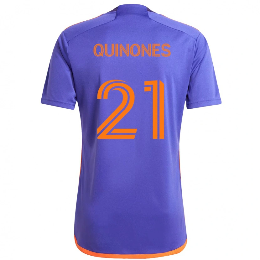Danxen Kvinnor Nelson Quiñónes #21 Lila Orange Bortatröja Matchtröjor 2025/26 Tröjor T-Tröja