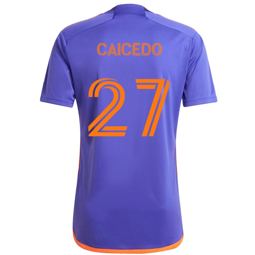 Danxen Kvinnor Luis Caicedo #27 Lila Orange Bortatröja Matchtröjor 2025/26 Tröjor T-Tröja
