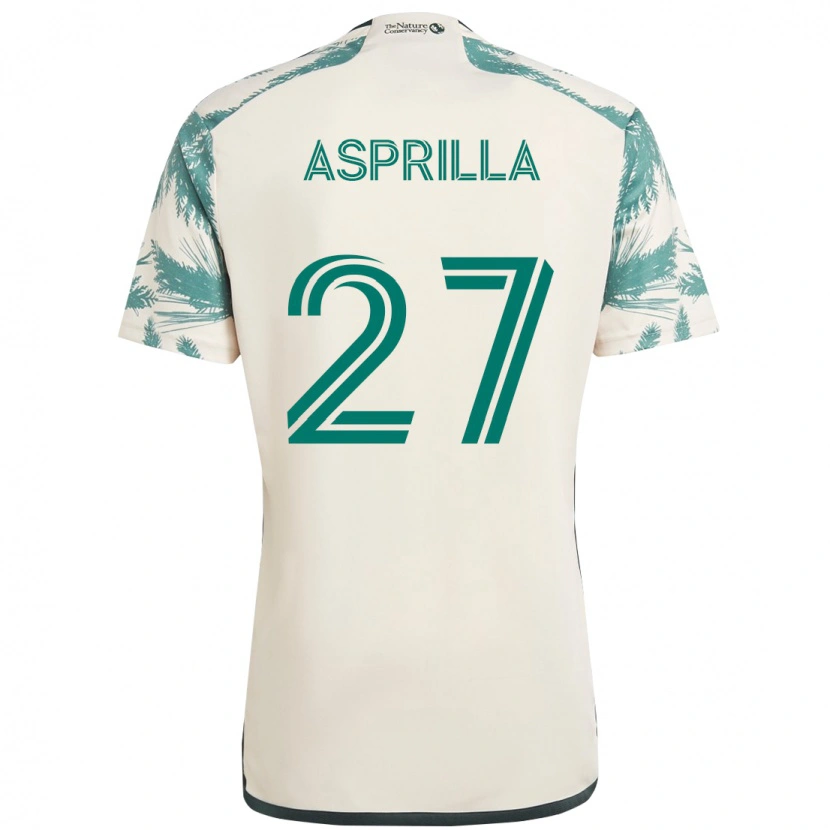 Danxen Kvinnor Dairon Asprilla #27 Beige Grön Bortatröja Matchtröjor 2025/26 Tröjor T-Tröja