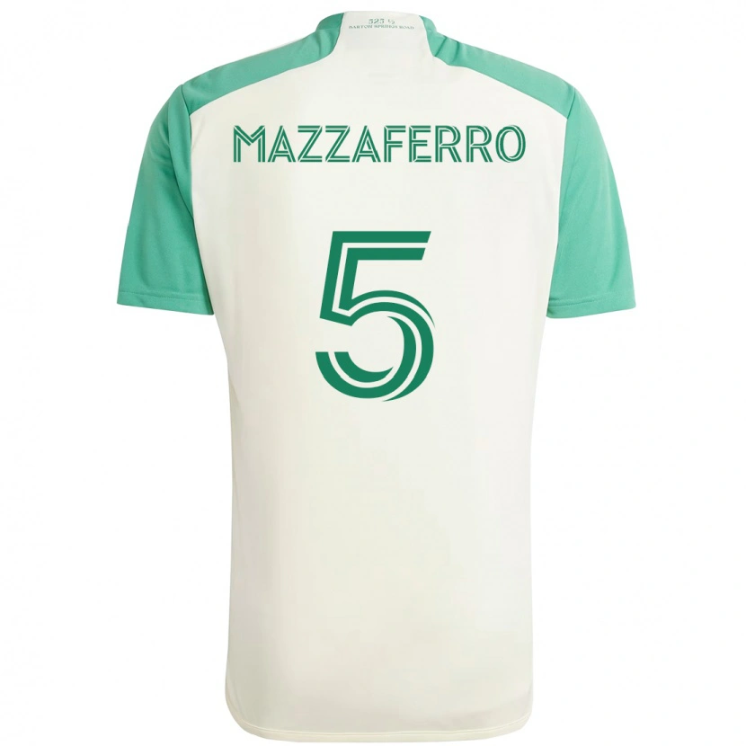 Danxen Kvinnor Salvatore Mazzaferro #5 Vit Grön Bortatröja Matchtröjor 2025/26 Tröjor T-Tröja