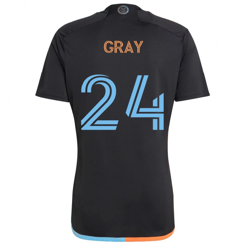 Danxen Kvinnor Tayvon Gray #24 Svart Blå Orange Bortatröja Matchtröjor 2025/26 Tröjor T-Tröja