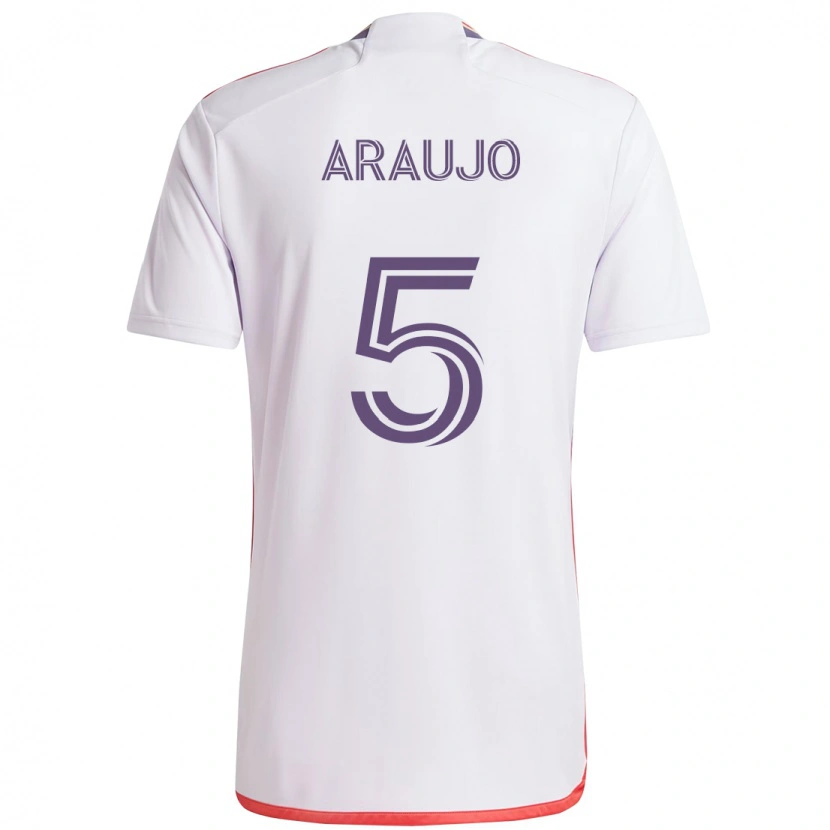 Danxen Kvinnor César Araújo #5 Vit Lila Bortatröja Matchtröjor 2025/26 Tröjor T-Tröja