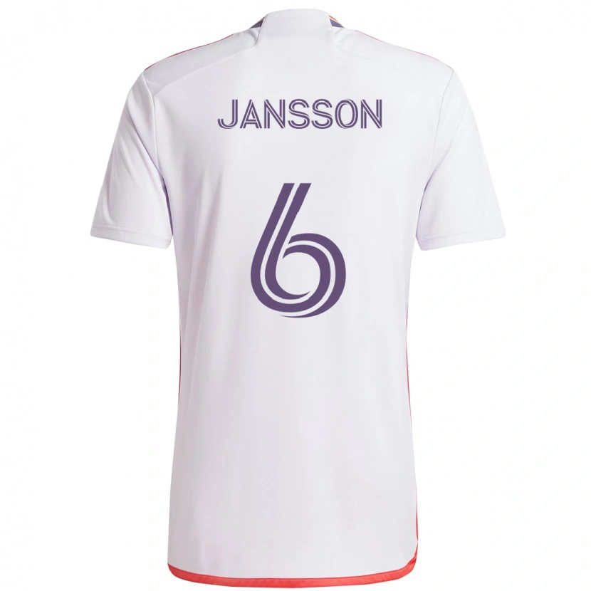 Danxen Kvinnor Robin Jansson #6 Vit Lila Bortatröja Matchtröjor 2025/26 Tröjor T-Tröja