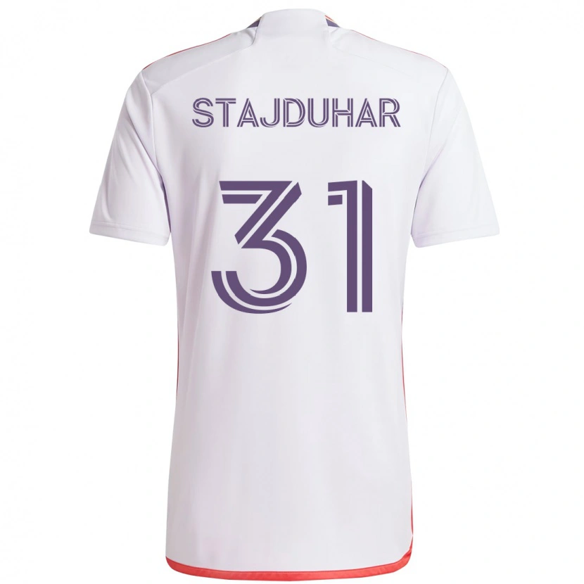 Danxen Kvinnor Mason Stajduhar #31 Vit Lila Bortatröja Matchtröjor 2025/26 Tröjor T-Tröja