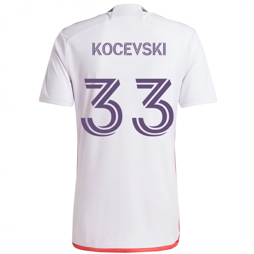 Danxen Kvinnor Jeorgio Kocevski #33 Vit Lila Bortatröja Matchtröjor 2025/26 Tröjor T-Tröja