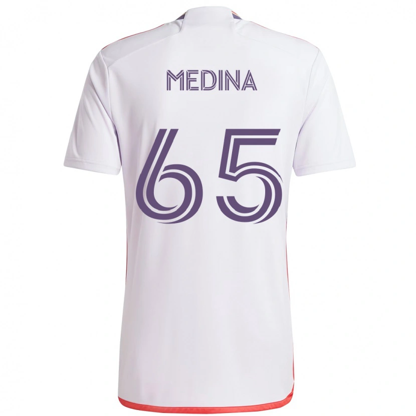 Danxen Kvinnor Cristian Medina #65 Vit Lila Bortatröja Matchtröjor 2025/26 Tröjor T-Tröja