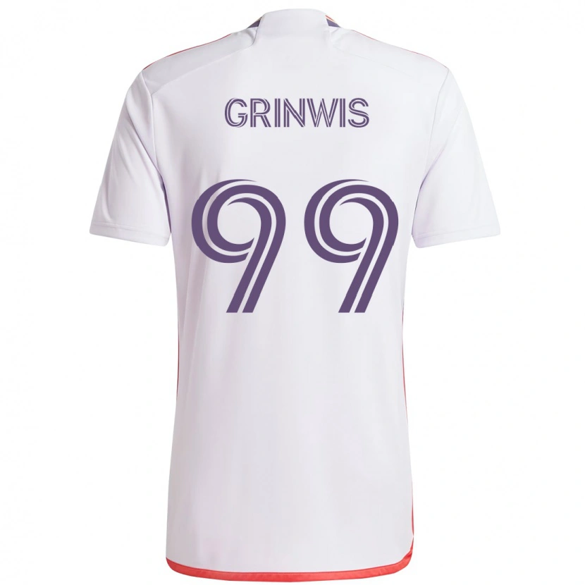 Danxen Kvinnor Adam Grinwis #99 Vit Lila Bortatröja Matchtröjor 2025/26 Tröjor T-Tröja