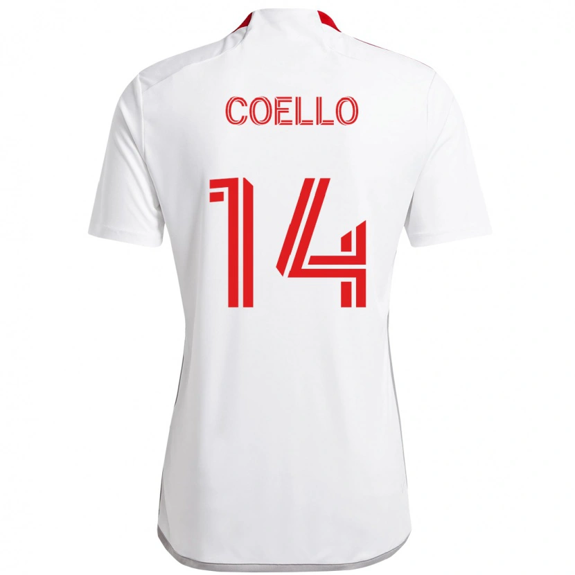 Danxen Kvinnor Alonso Coello #14 Vit Röd Bortatröja Matchtröjor 2025/26 Tröjor T-Tröja