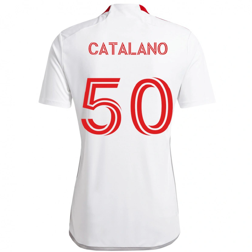 Danxen Kvinnor Gianluca Catalano #50 Vit Röd Bortatröja Matchtröjor 2025/26 Tröjor T-Tröja