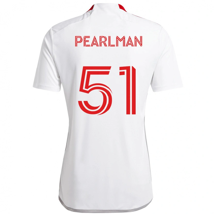 Danxen Kvinnor Adam Pearlman #51 Vit Röd Bortatröja Matchtröjor 2025/26 Tröjor T-Tröja