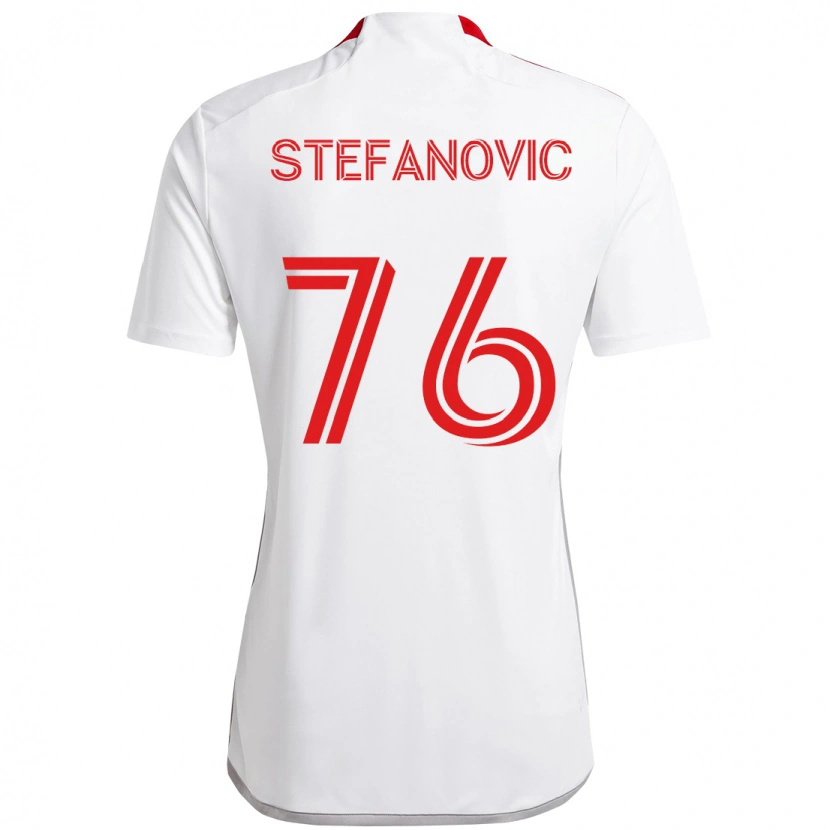 Danxen Kvinnor Lazar Stefanovic #76 Vit Röd Bortatröja Matchtröjor 2025/26 Tröjor T-Tröja