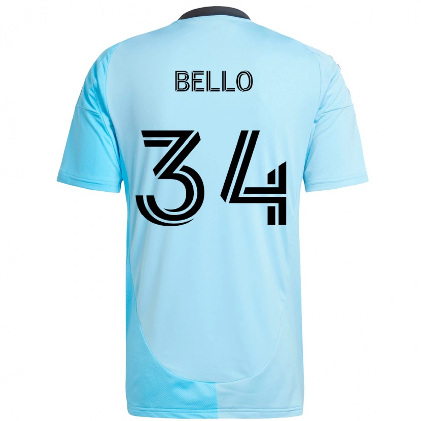 Danxen Kvinnor Zaydan Bello #34 Himmelsblå Bortatröja Matchtröjor 2025/26 Tröjor T-Tröja
