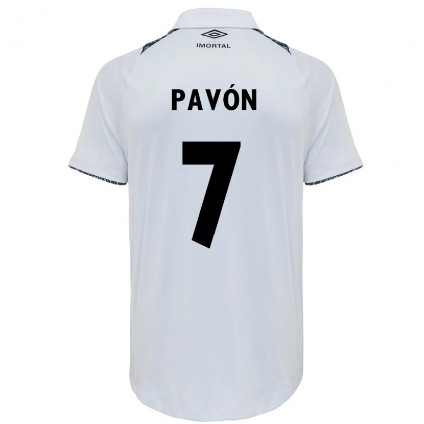 Danxen Kvinnor Cristian Pavón #7 Vit Blå Bortatröja Matchtröjor 2025/26 Tröjor T-Tröja