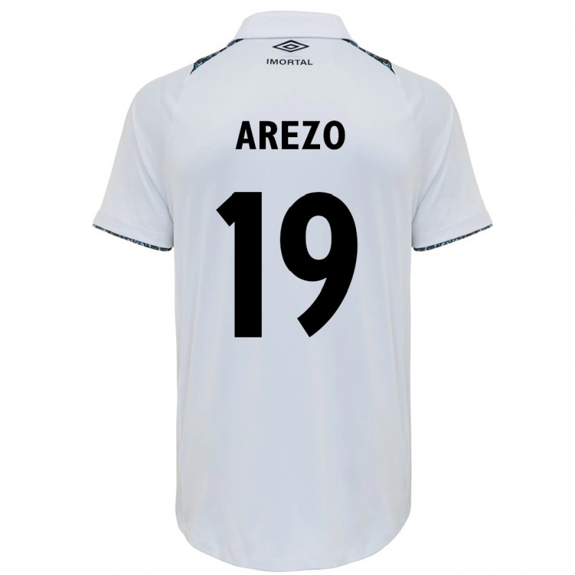 Danxen Kvinnor Matías Arezo #19 Vit Blå Bortatröja Matchtröjor 2025/26 Tröjor T-Tröja