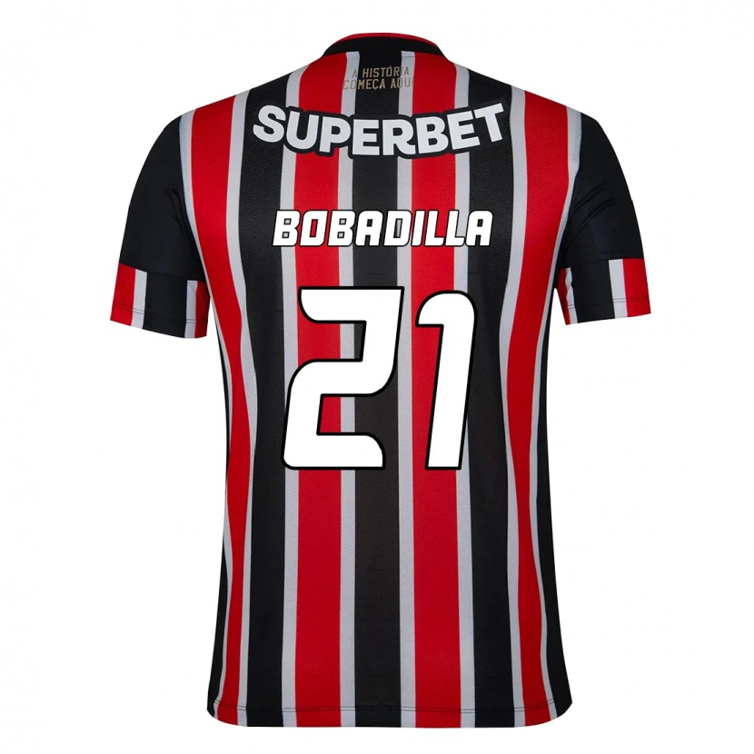 Danxen Kvinnor Damián Bobadilla #21 Svart Röd Bortatröja Matchtröjor 2025/26 Tröjor T-Tröja