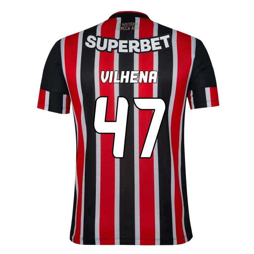 Danxen Kvinnor Pedro Vilhena #47 Svart Röd Bortatröja Matchtröjor 2025/26 Tröjor T-Tröja