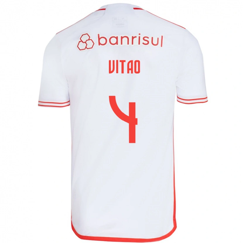 Danxen Kvinnor Vitão #4 Vit Röd Bortatröja Matchtröjor 2025/26 Tröjor T-Tröja