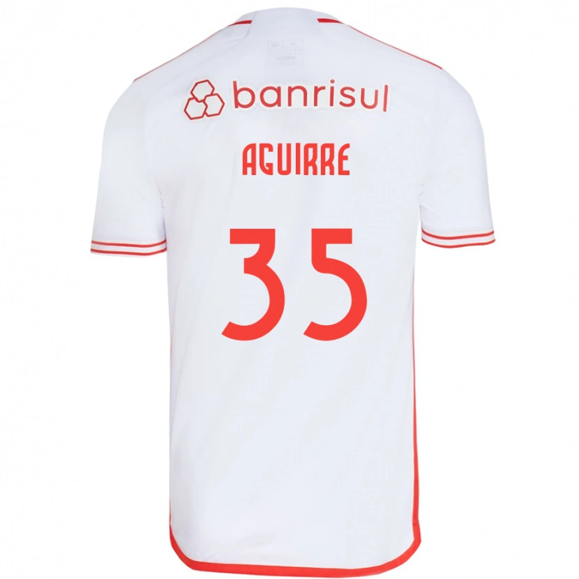 Danxen Kvinnor Braian Aguirre #35 Vit Röd Bortatröja Matchtröjor 2025/26 Tröjor T-Tröja