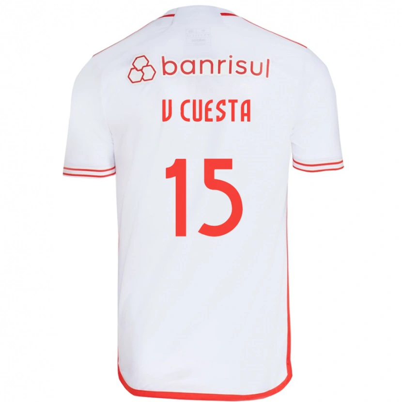 Danxen Kvinnor Victor Cuesta #15 Vit Röd Bortatröja Matchtröjor 2025/26 Tröjor T-Tröja