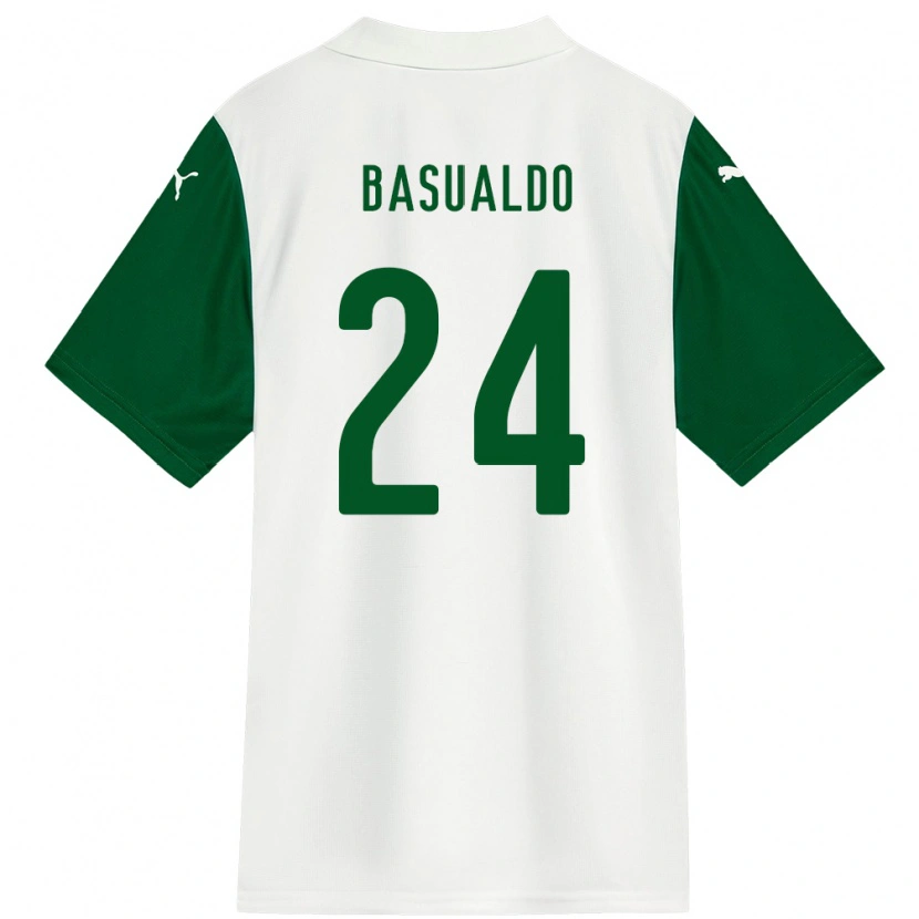 Danxen Kvinnor Luis Basualdo #24 Vit Grön Bortatröja Matchtröjor 2025/26 Tröjor T-Tröja