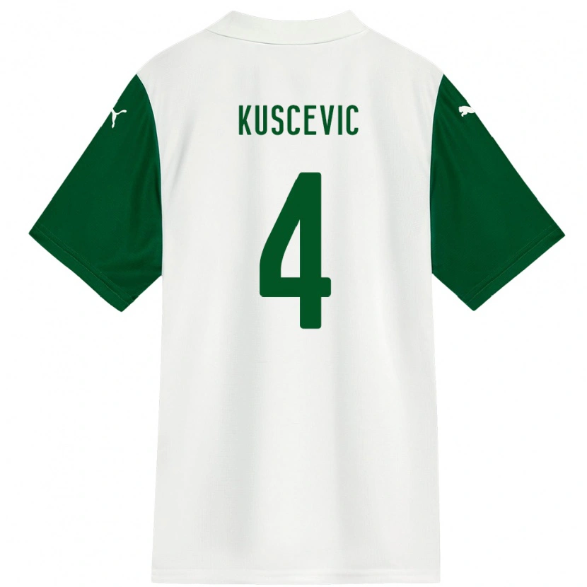 Danxen Kvinnor Benjamin Kuscevic #4 Vit Grön Bortatröja Matchtröjor 2025/26 Tröjor T-Tröja
