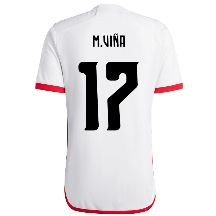 Danxen Kvinnor Matías Viña #17 Vit Röd Bortatröja Matchtröjor 2025/26 Tröjor T-Tröja