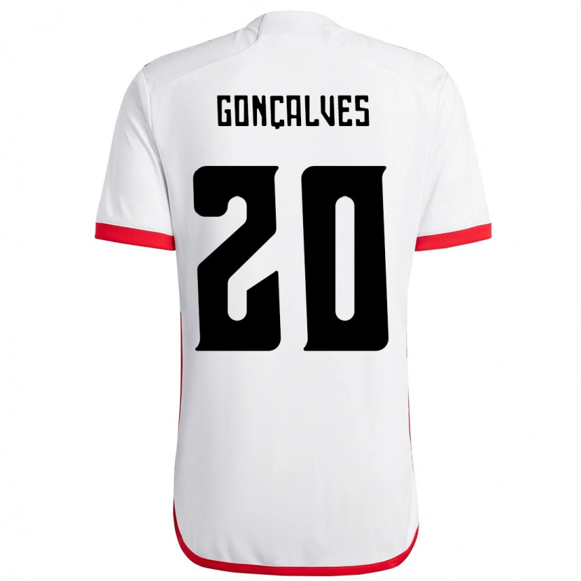 Danxen Kvinnor Matheus Gonçalves #20 Vit Röd Bortatröja Matchtröjor 2025/26 Tröjor T-Tröja