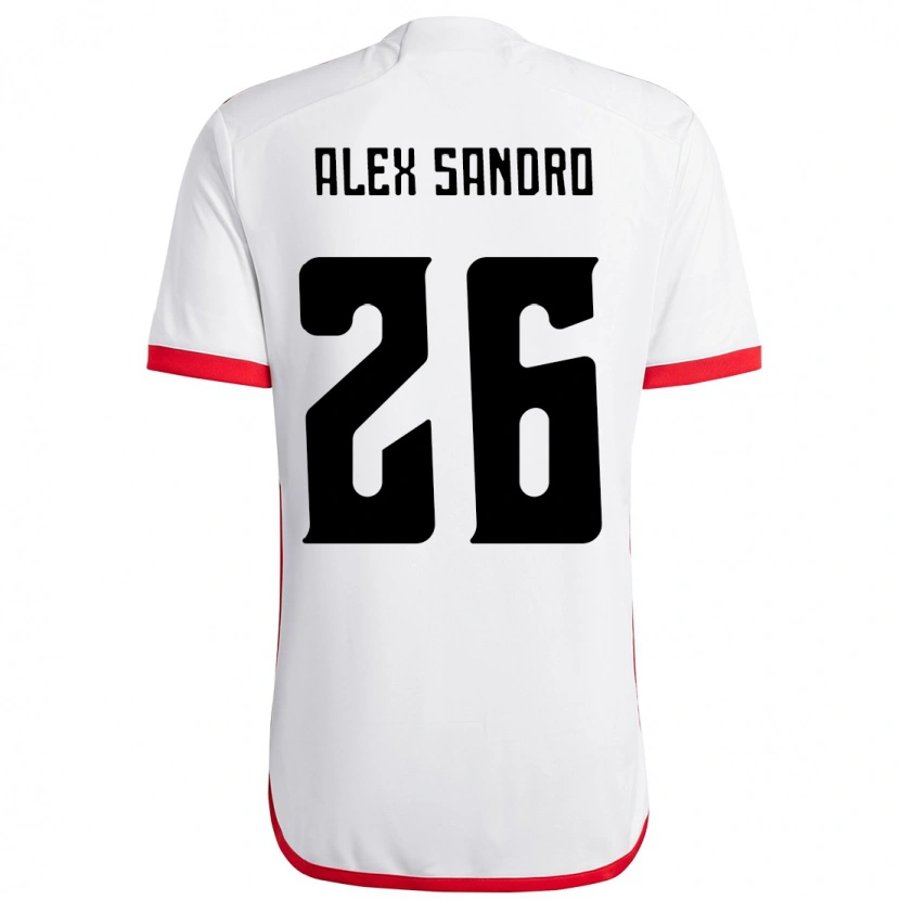 Danxen Kvinnor Alex Sandro #26 Vit Röd Bortatröja Matchtröjor 2025/26 Tröjor T-Tröja