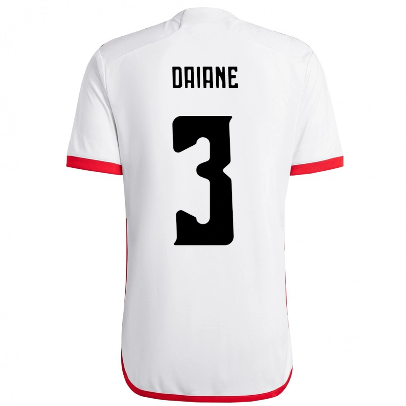 Danxen Kvinnor Daiane #3 Vit Röd Bortatröja Matchtröjor 2025/26 Tröjor T-Tröja