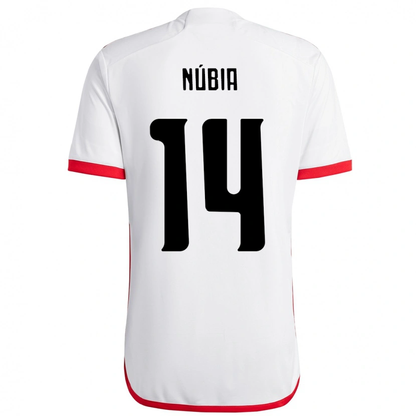 Danxen Kvinnor Núbia #14 Vit Röd Bortatröja Matchtröjor 2025/26 Tröjor T-Tröja