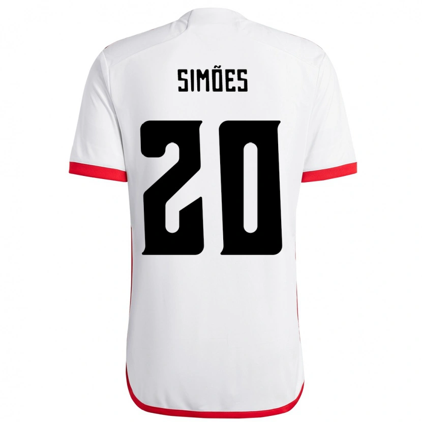 Danxen Kvinnor Fabi Simões #20 Vit Röd Bortatröja Matchtröjor 2025/26 Tröjor T-Tröja