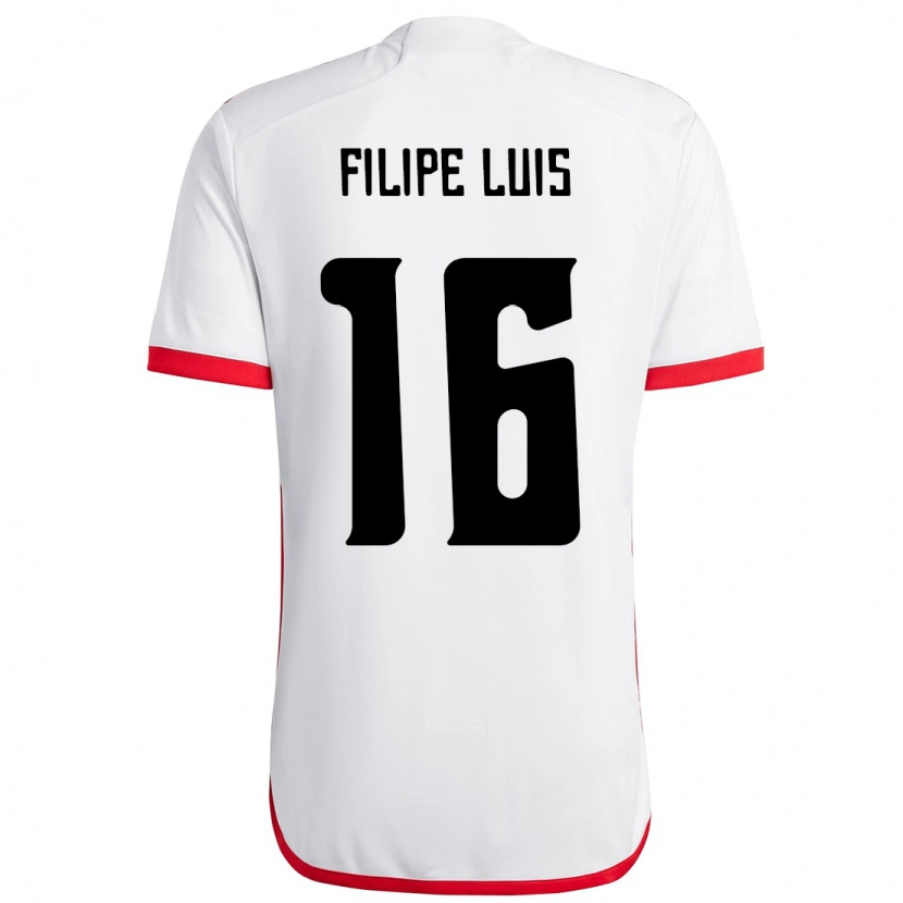 Danxen Kvinnor Filipe Luis #16 Vit Röd Bortatröja Matchtröjor 2025/26 Tröjor T-Tröja